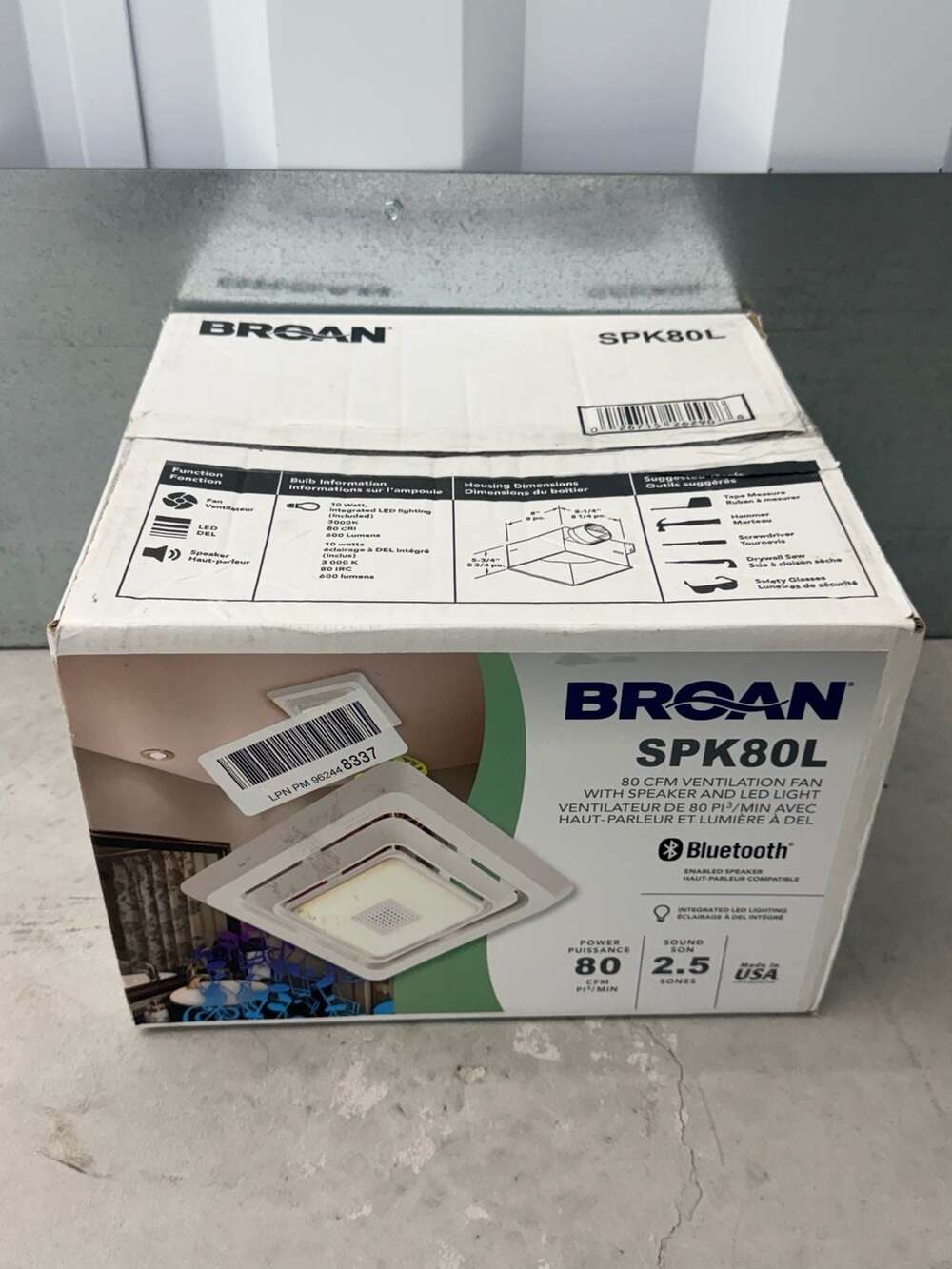 Broan SPK80L 80 CFM Ventilation Bath Fan with Bluetooth Speaker & LED Light New